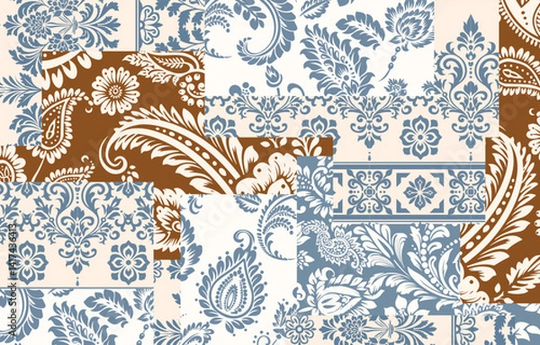 Obraz Ethnic Motifs Ikat floral paisley embroidery floral. ikat Saree Sarong oriental pattern traditional.Ikat embroidery style abstract embroidery design for texture,fabric,clothing,wrapping,decoration