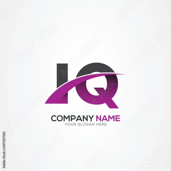 Fototapeta IQ or QI Letter Logo Design with a Creative Cut Creative logo design