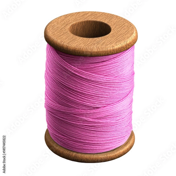 Obraz Pink thread on spool isolated on PNG transparent background, cut out