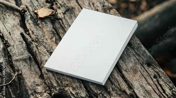 Fototapeta Minimalist white paper mockup on rustic wood with dark ambiance, perfect for product showcasing. --ar 16:9 --raw --stylize 250 --v 6.1 Job ID: 78ed0ef7-55f1-4a51-baca-9418414d82da