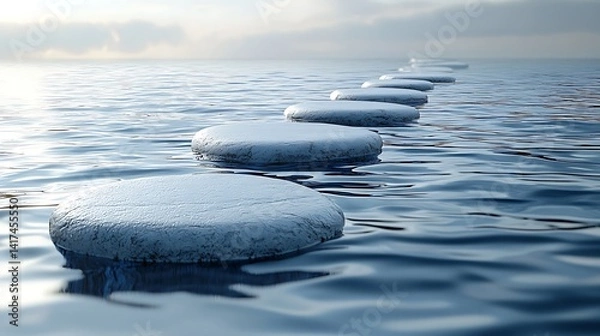 Fototapeta Smooth polished ocean stones floating in water surface high resolution image