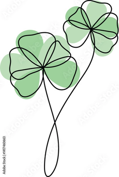 Fototapeta Ginkgo leaf line art isolated on a white background.
