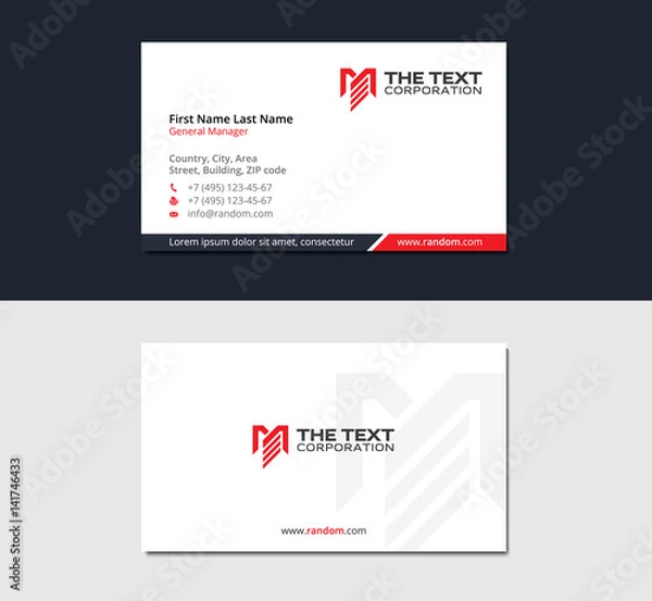 Fototapeta minimalistic business card with the letter M