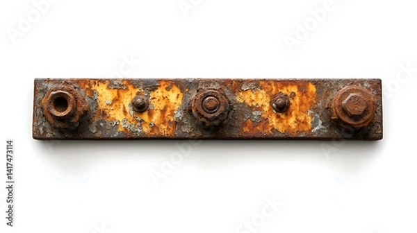 Obraz Rusted metal bar with nuts