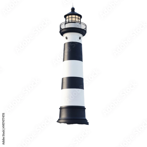 Obraz Striped lighthouse tower on transparent background