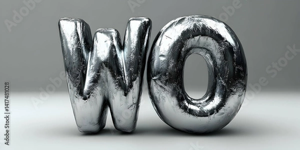 Obraz 3D Render Metallic WO Letters