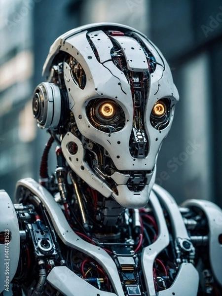 Obraz futuristic white humanoid android robot