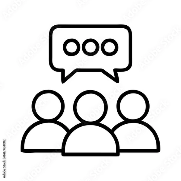 Fototapeta Group discussion icon vector, team meeting, people talking, communication, teamwork, forum icon
