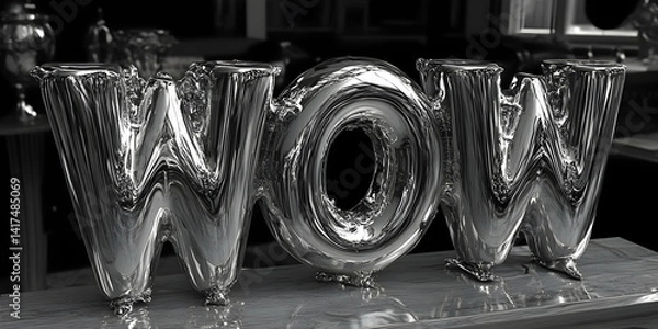 Obraz Metallic Wow 3D Render