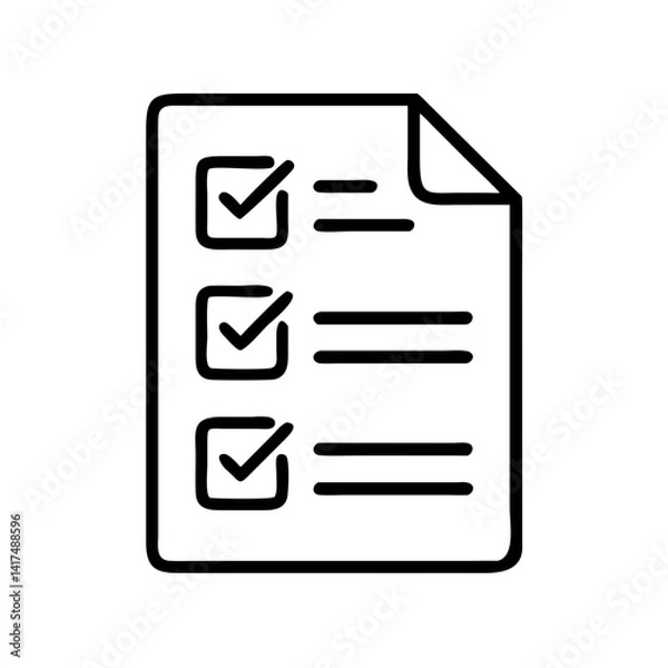 Fototapeta Checklist document icon vector illustration for task management and project planning concept design