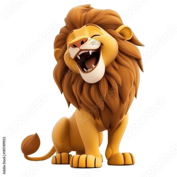 Obraz Cartoon Lion Laughing isolated on PNG transparent background, cut out