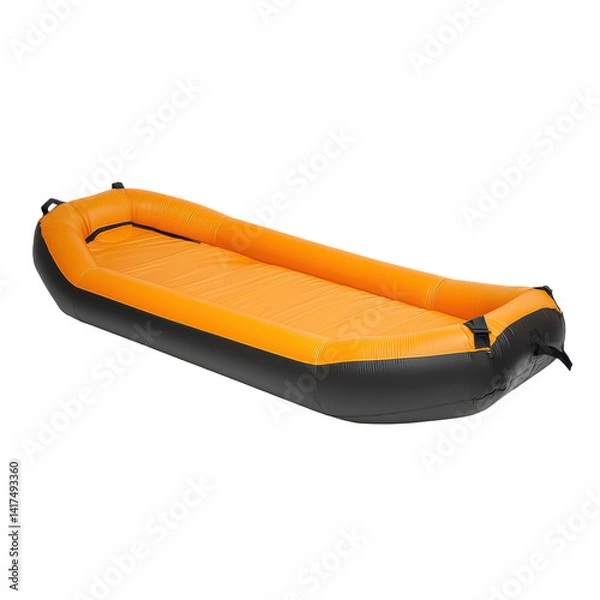 Obraz Inflatable orange raft isolated on PNG transparent background, cut out