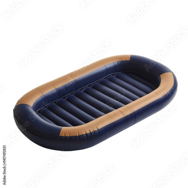 Obraz Inflatable blue raft isolated on PNG transparent background, cut out