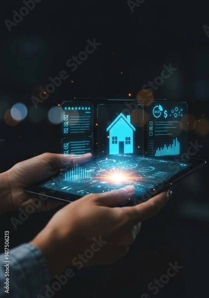 Fototapeta Smart Home Technology Interface on Tablet