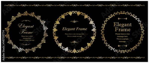 Obraz 高級感のあるエレガンスなフレームセット、飾り罫、装飾デザイン、金、ゴールド_背景