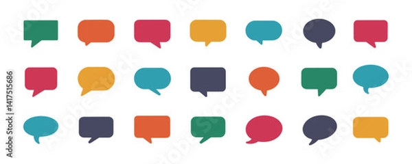 Fototapeta Set of colorful blank empty speech bubbles for text, chatting, message box. Vector illustration balloon speak sign dialog communication frame	