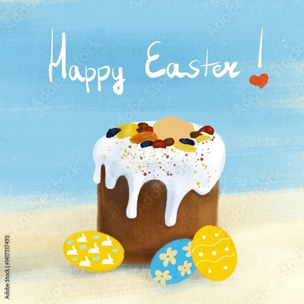 Obraz Easter cake with eggs