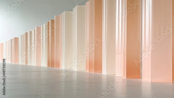 Fototapeta Subtle Gradient Vertical Bars in Shades of Peach and Soft White Colors