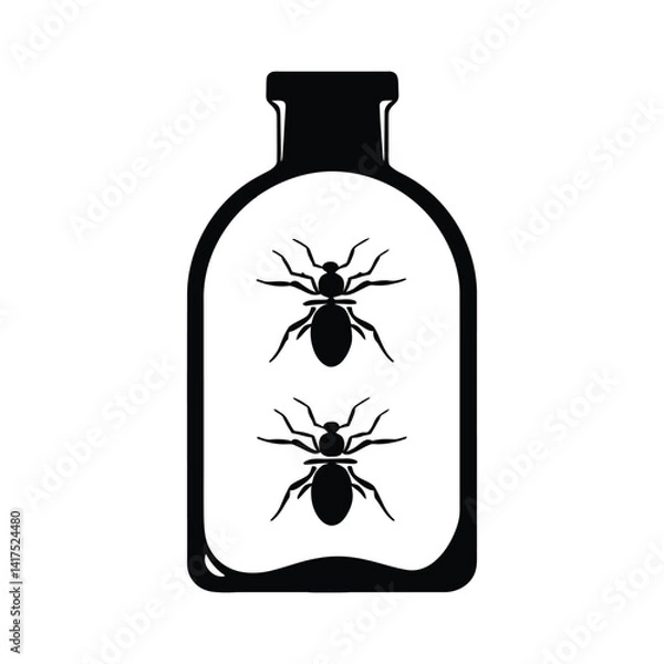 Fototapeta Bottle with ants black color on isolated white background