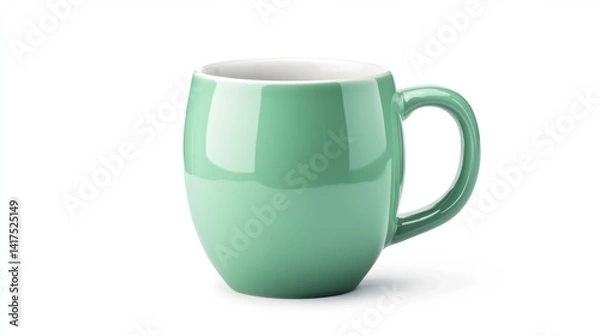 Fototapeta Seafoam Green Ceramic Mug Mockup on White Background. Generative AI