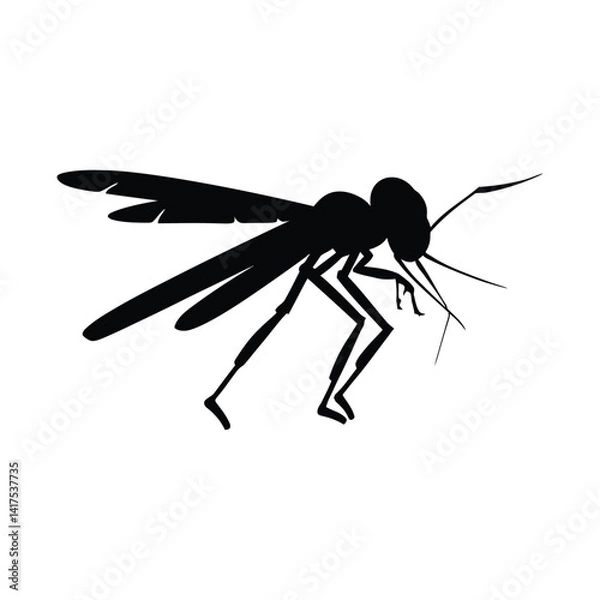 Fototapeta Mosquito vector icon in flat style black color silhouette