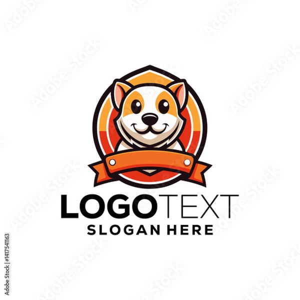 Fototapeta vector illustration of a dog in a hat