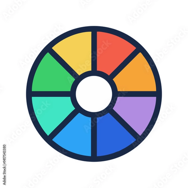 Obraz Color Wheel with Segment Divisions Icon Design