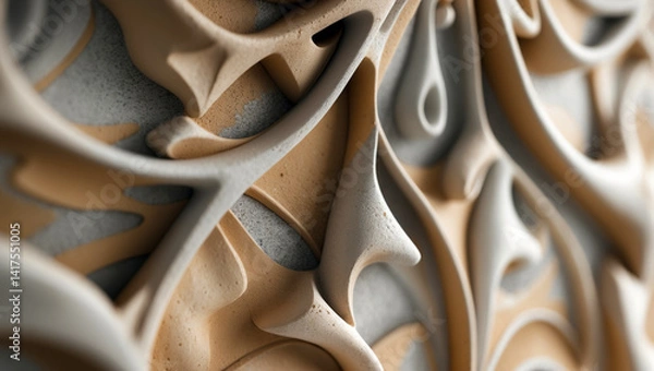 Fototapeta Abstract and intricately carved wooden background with detailed patterns and texture, Close-up of a beautifully carved wooden surface featuring abstract designs