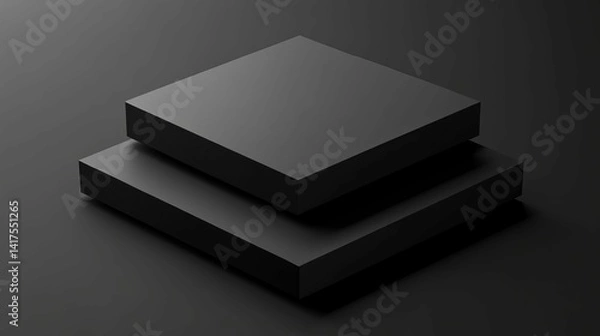 Obraz Two stacked black square platforms on a dark surface.