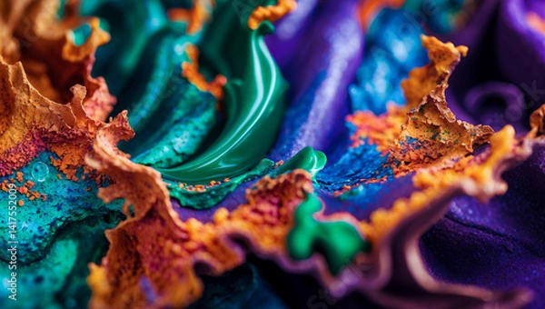 Fototapeta Vibrant and colorful abstract fluid wavy background with smooth flowing curves, Stunning fluid wavy pattern with a blend of vibrant colors creating an abstract design