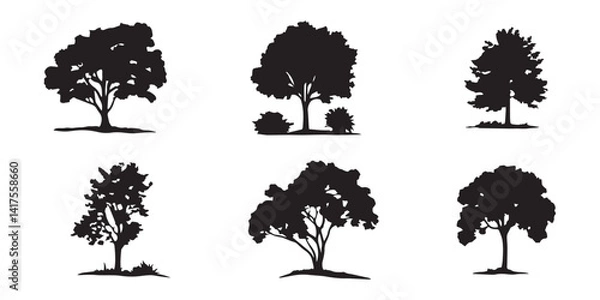 Fototapeta "Tree Silhouette Vector Set – Black Tree Clipart Collection"