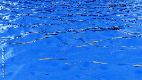 Obraz Undulating data waves in metallic cobalt, liquid mercury surface with algorithmic ripple patterns, no shorelines or identifiable objects"