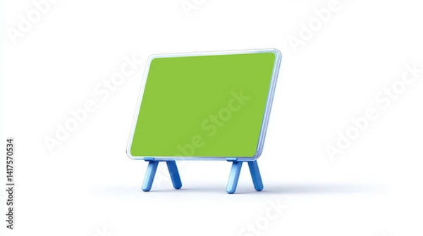Obraz modern, freestanding chalkboard with vibrant green surface, perfect for presentations or educational settings. Its sleek design and sturdy legs make it ideal tool for teaching and creativity.