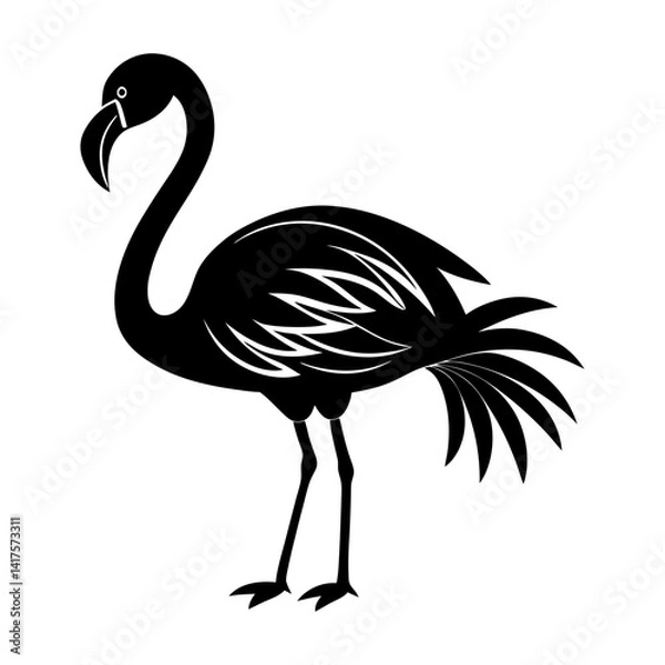 Fototapeta Download Flamingo  Silhouette Vector And Illustration   White Background  Eps File For Design.