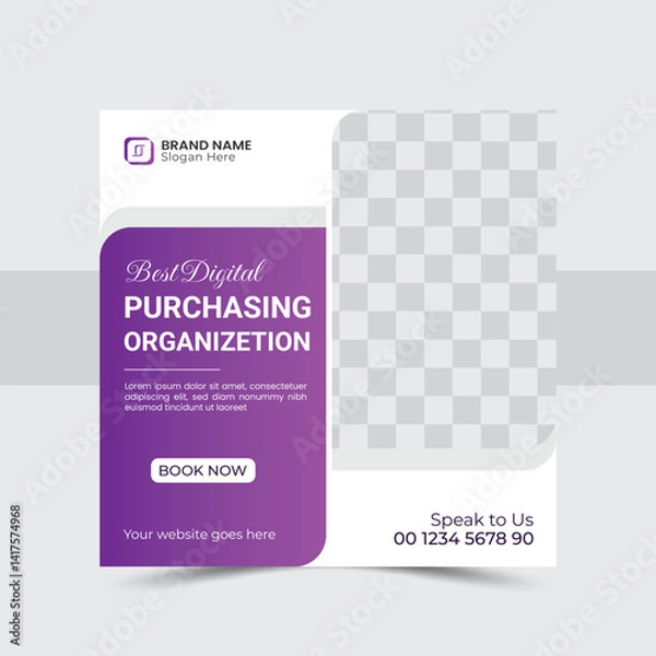Obraz Professional business social media post template, Corporate square social media web banner design
