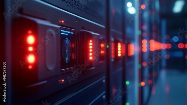 Obraz Data center servers in action modern facility technology high-tech environment close-up view