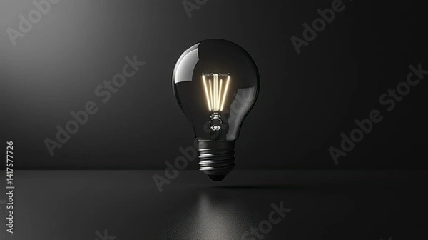Fototapeta Modern minimalist photography showcasing a sleek black symbol illuminating a brilliant idea. -
