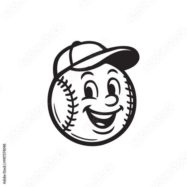 Obraz funny cartoon baseball mascot face