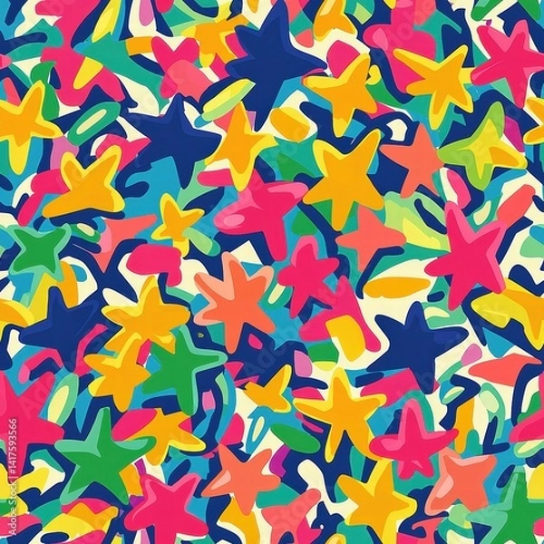 Fototapeta A bright and colorful pattern of abstract shapes and textures for creative design projects