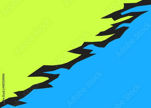 Fototapeta Two side background separated with jagged line pattern
