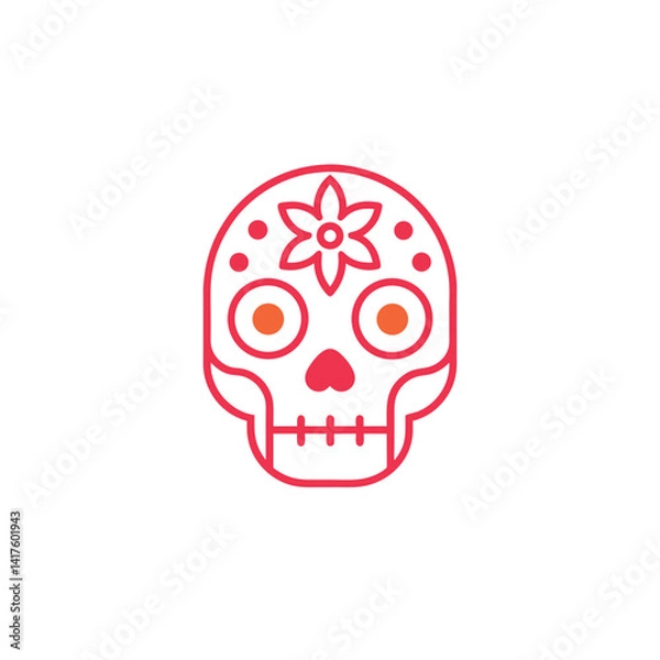 Fototapeta Vibrant Sugar Skull Icon Day of the Dead Festive Design Element
