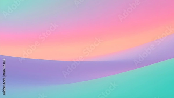 Fototapeta Fluid pastel gradient background with flowing wave forms. Smooth and calming design ideal for branding or tech