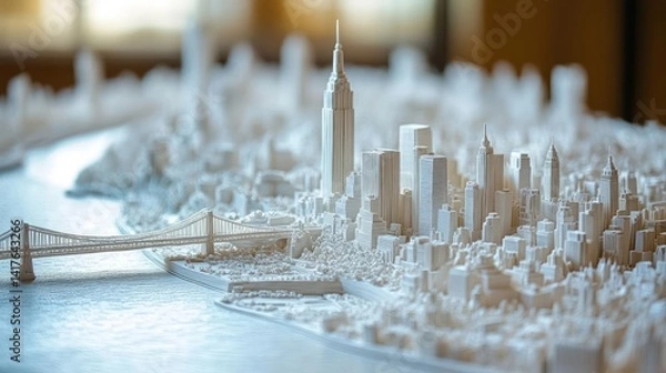 Fototapeta Detailed miniature model of New York City skyline