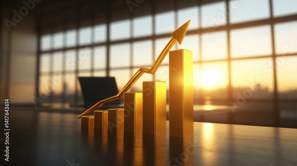Fototapeta Business growth insights financial success office environment infographic motivational professional viewpoint