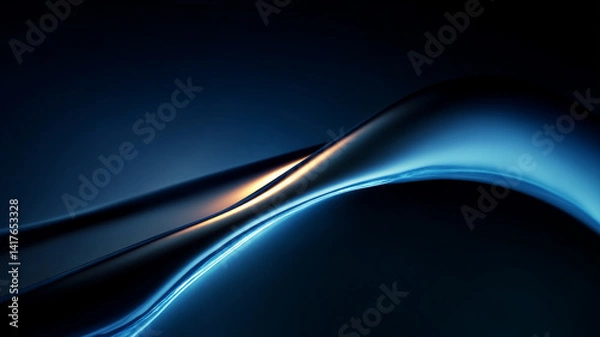 Obraz Abstract 3D illustration of a smooth, glowing arc with blue and orange highlights on a dark background. Futuristic, elegant, and tech-inspired visual with sleek curvature and lighting.