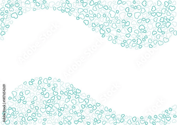 Obraz ハート柄の背景 緑系の3色 フチハート