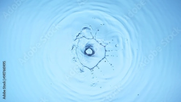 Fototapeta real photo of water circle ripple, drop of splash water waves, top view, texture surface for template.