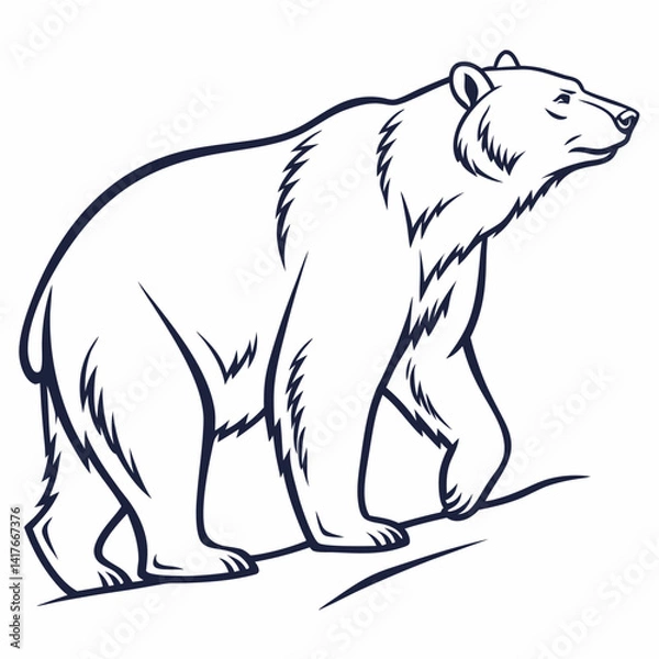 Obraz Simple a Bear line art vector design white background