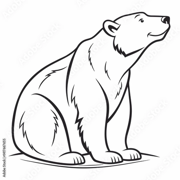 Fototapeta Simple a Bear line art vector design white background