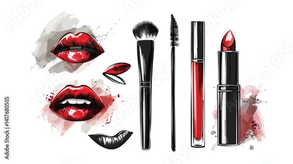 Obraz Elegant Make-Up Design Vector Illustration on White Background